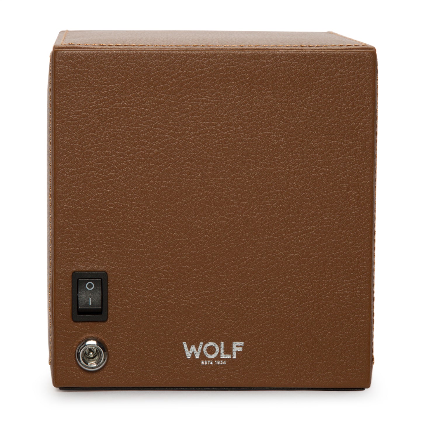 WOLF Cub Cognac Single Watch Winder with Cover