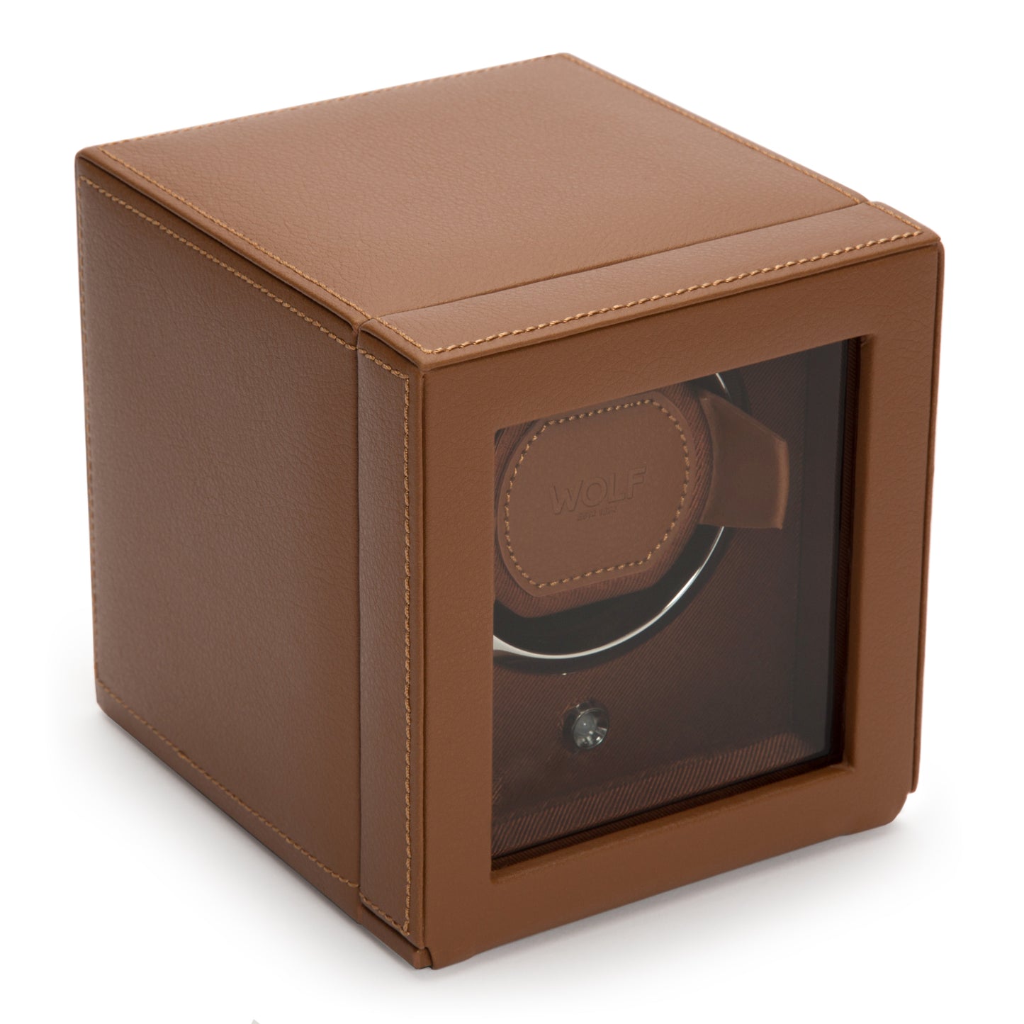 WOLF Cub Cognac Single Watch Winder with Cover