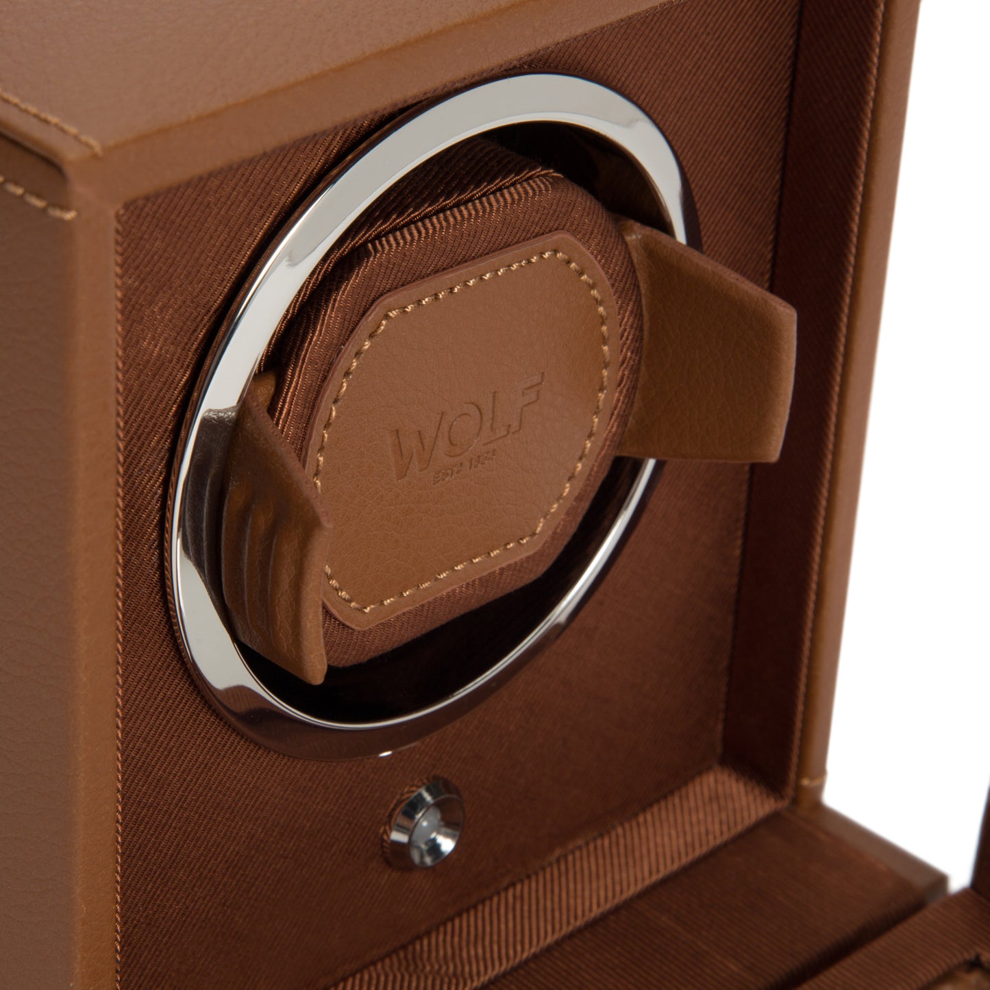 WOLF Cub Cognac Single Watch Winder with Cover