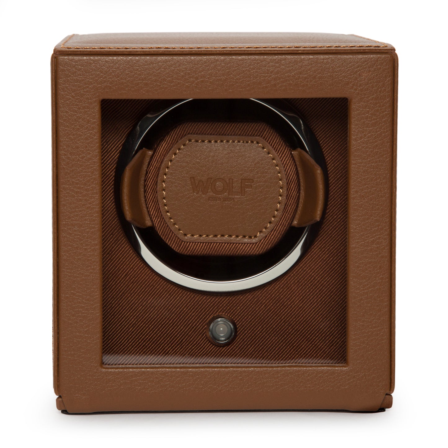 WOLF Cub Cognac Single Watch Winder with Cover