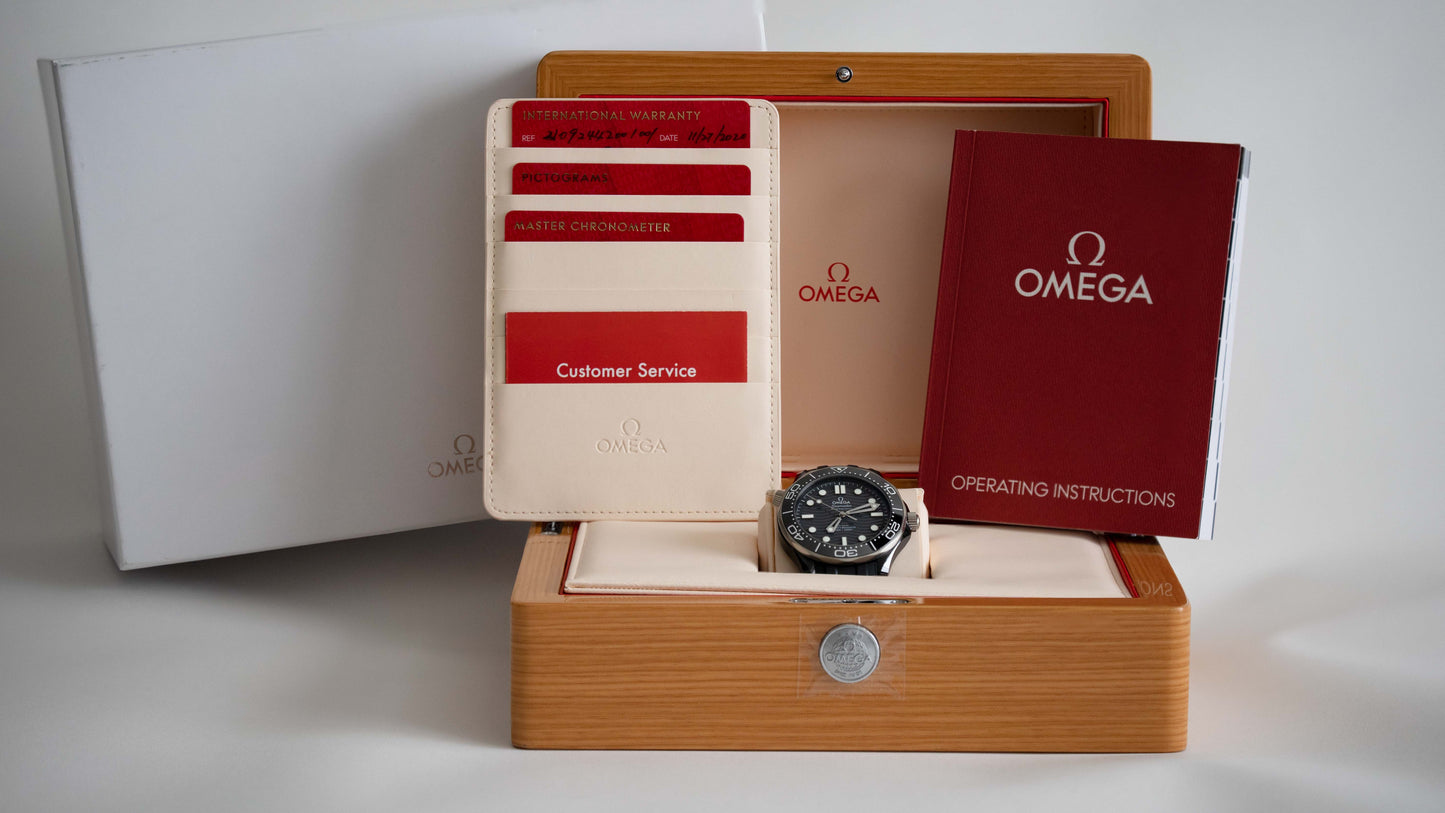 Box and papers of Omega Seamaster Diver 300m Ceramic